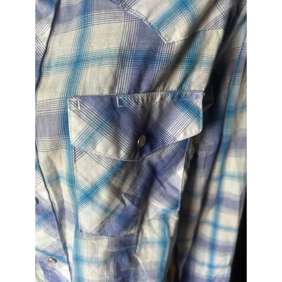 Wrangler Long Sleeve Pearl Snap Western Shirt – Purple/Blue Plaid - Picture 2 of 8